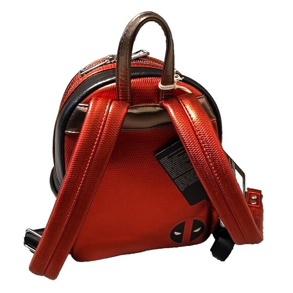 Marvel Deadpool Cosplay Mini Backpack Metallic Red Loungefly Polybag Brand New - Picture 5 of 14